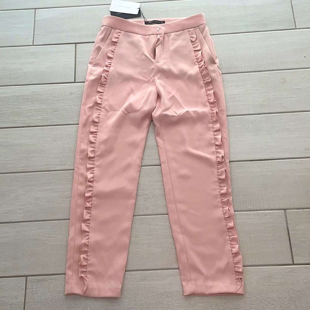Zara Ruffle Trim Pink Trouser